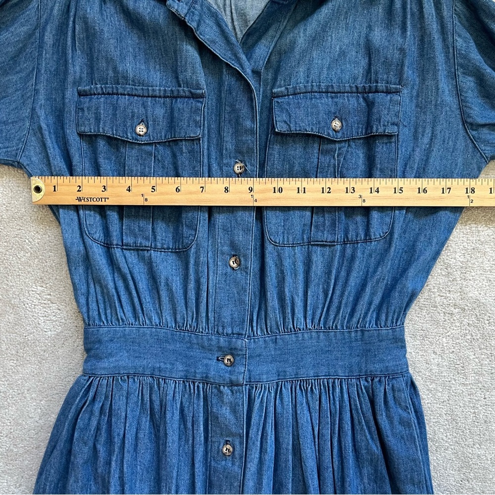 ABERCROMBIE & FITCH VINTAGE DENIM MAXI DRESS SIZE 10 COTTAGECORE PRAIRIE TRENDY - Picture 6 of 10